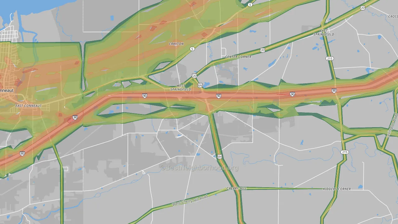 West Springfield, PA Map of Noise Levels in West Springfield