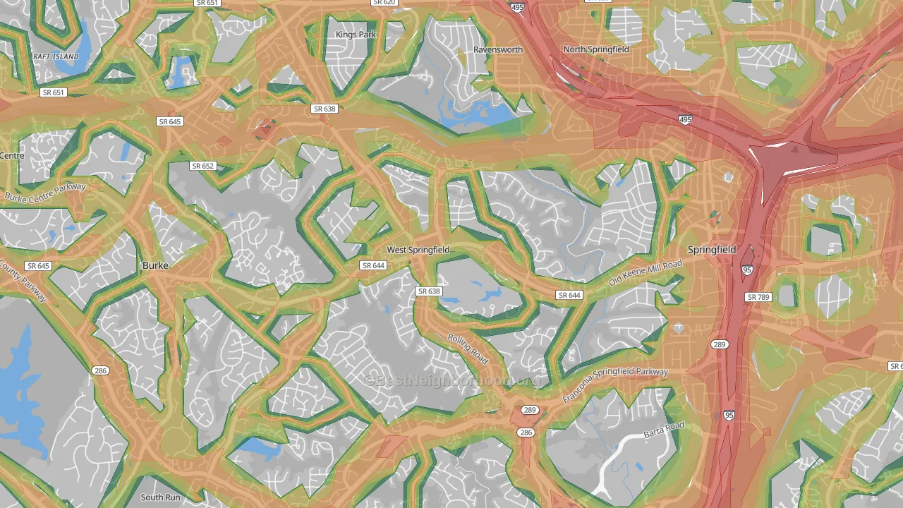 West Springfield, VA Map of Noise Levels in West Springfield