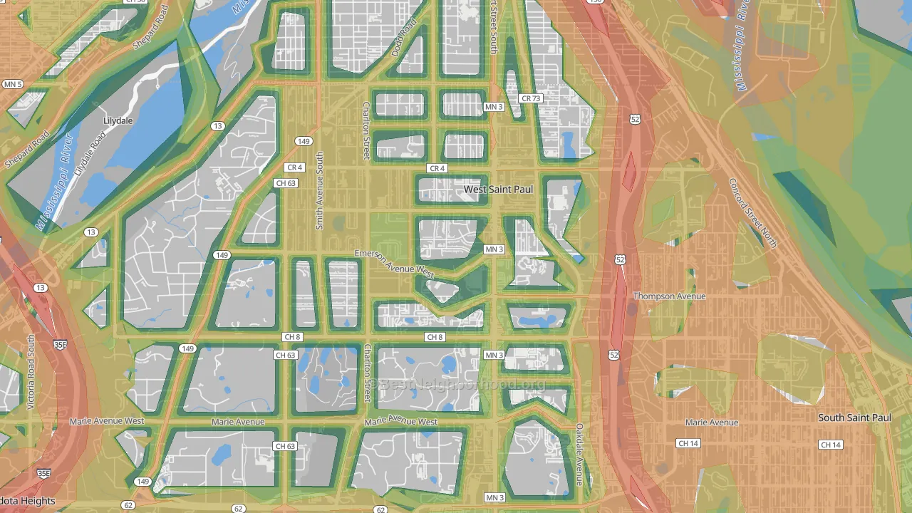 West St. Paul, MN Map of Noise Levels in West St. Paul