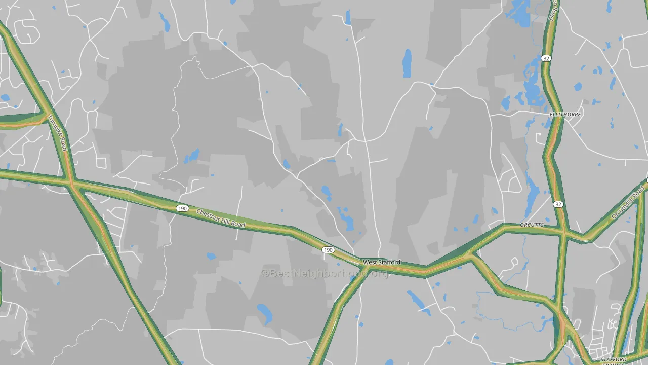 West Stafford, CT Map of Noise Levels in West Stafford
