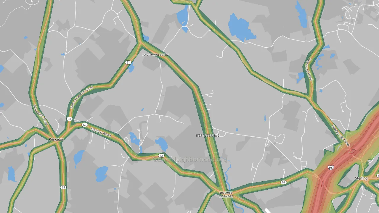 West Sterling, MA Map of Noise Levels in West Sterling