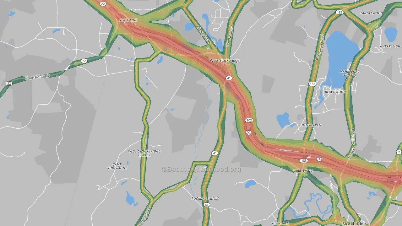 West Stockbridge, MA Map of Noise Levels in West Stockbridge