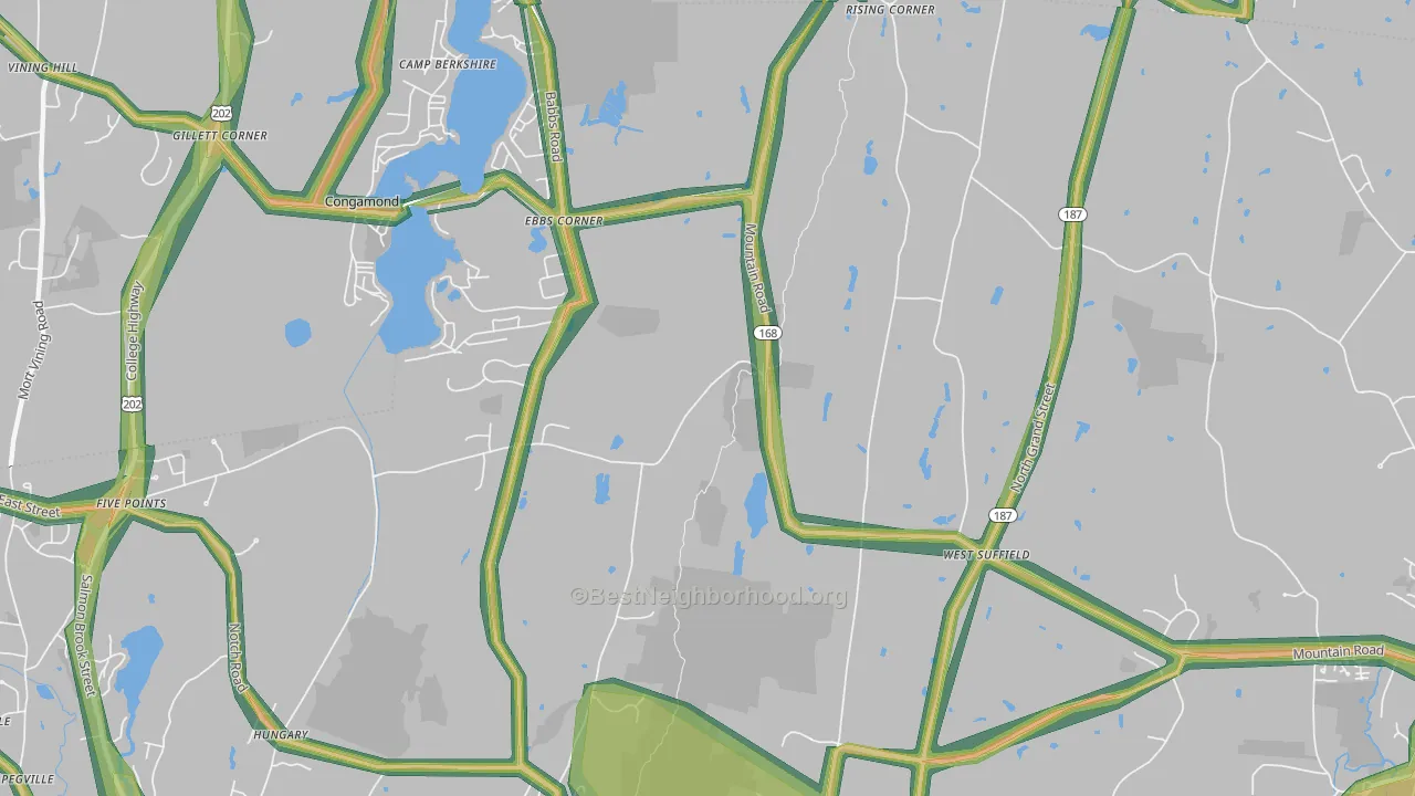 West Suffield, CT Map of Noise Levels in West Suffield