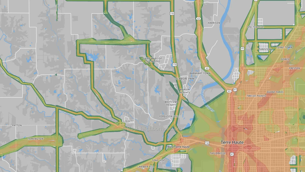 West Terre Haute, IN Map of Noise Levels in West Terre Haute