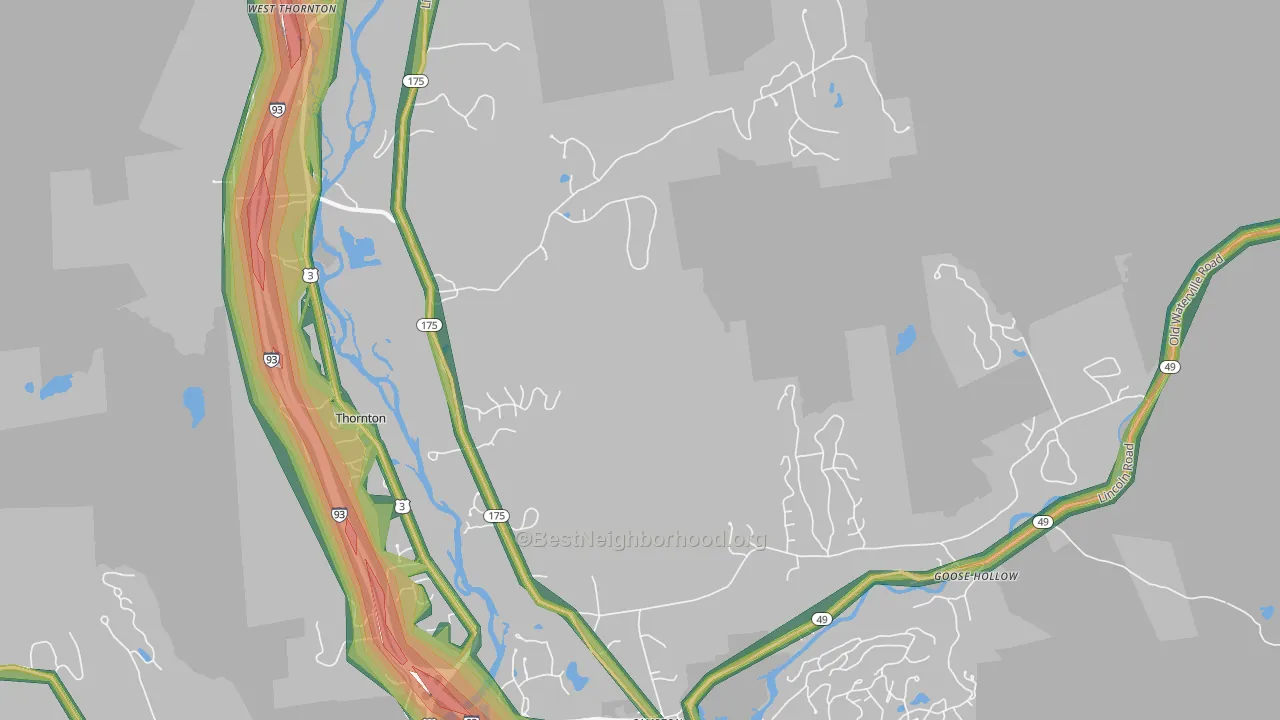 West Thornton, NH Map of Noise Levels in West Thornton