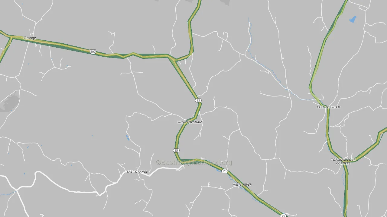 West Topsham, VT Map of Noise Levels in West Topsham