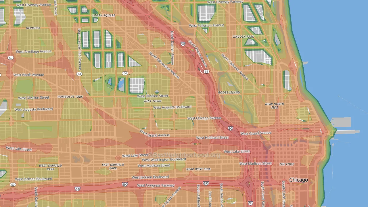 West Town, Chicago, IL Map of Noise Levels in West Town