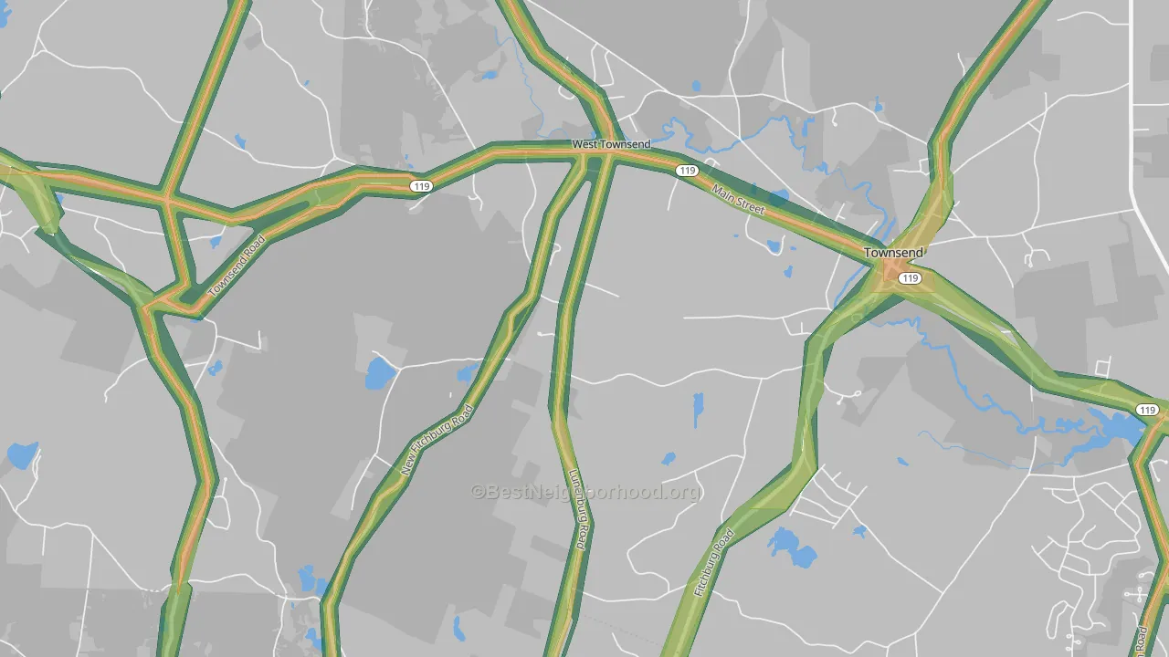 West Townsend, MA Map of Noise Levels in West Townsend