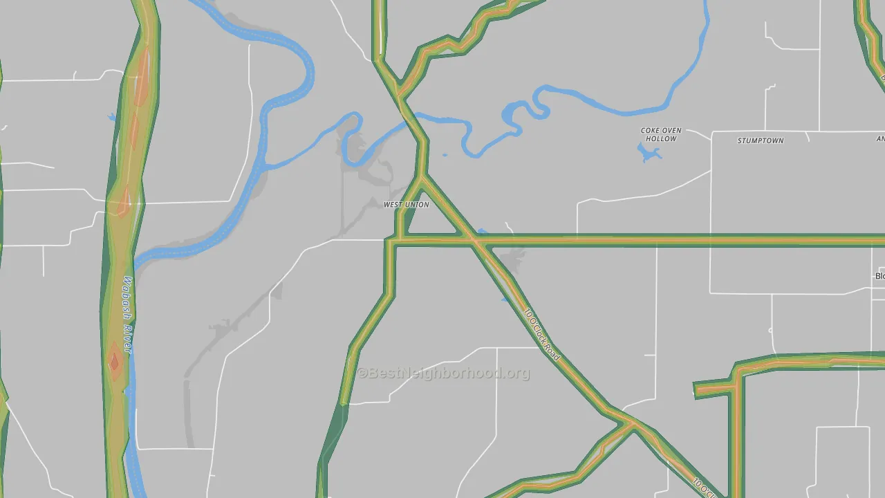 West Union, IN Map of Noise Levels in West Union