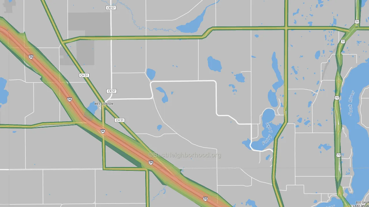 West Union, MN Map of Noise Levels in West Union