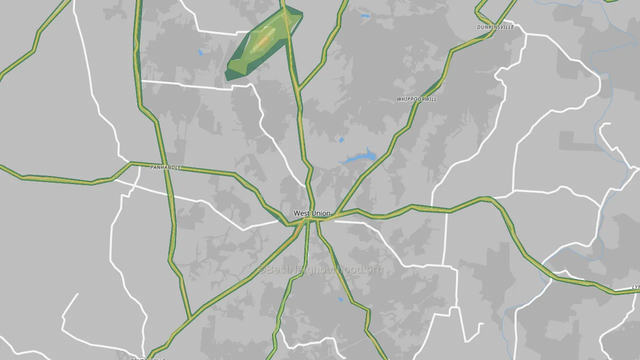 West Union, OH Map of Noise Levels in West Union