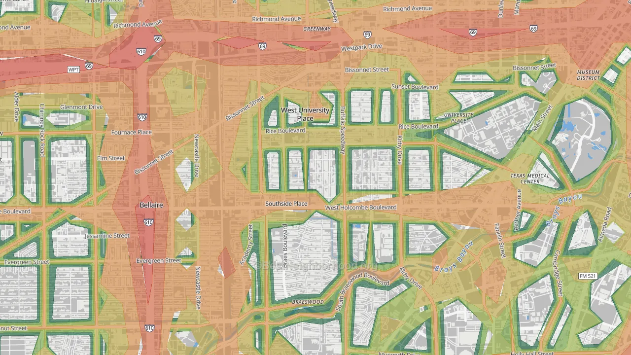 West University, Houston, TX Map of Noise Levels in West University