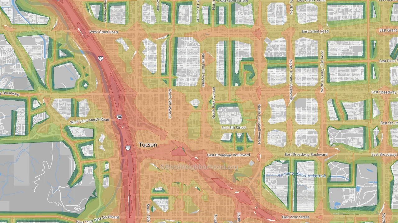 West University, Tucson, AZ Map of Noise Levels in West University