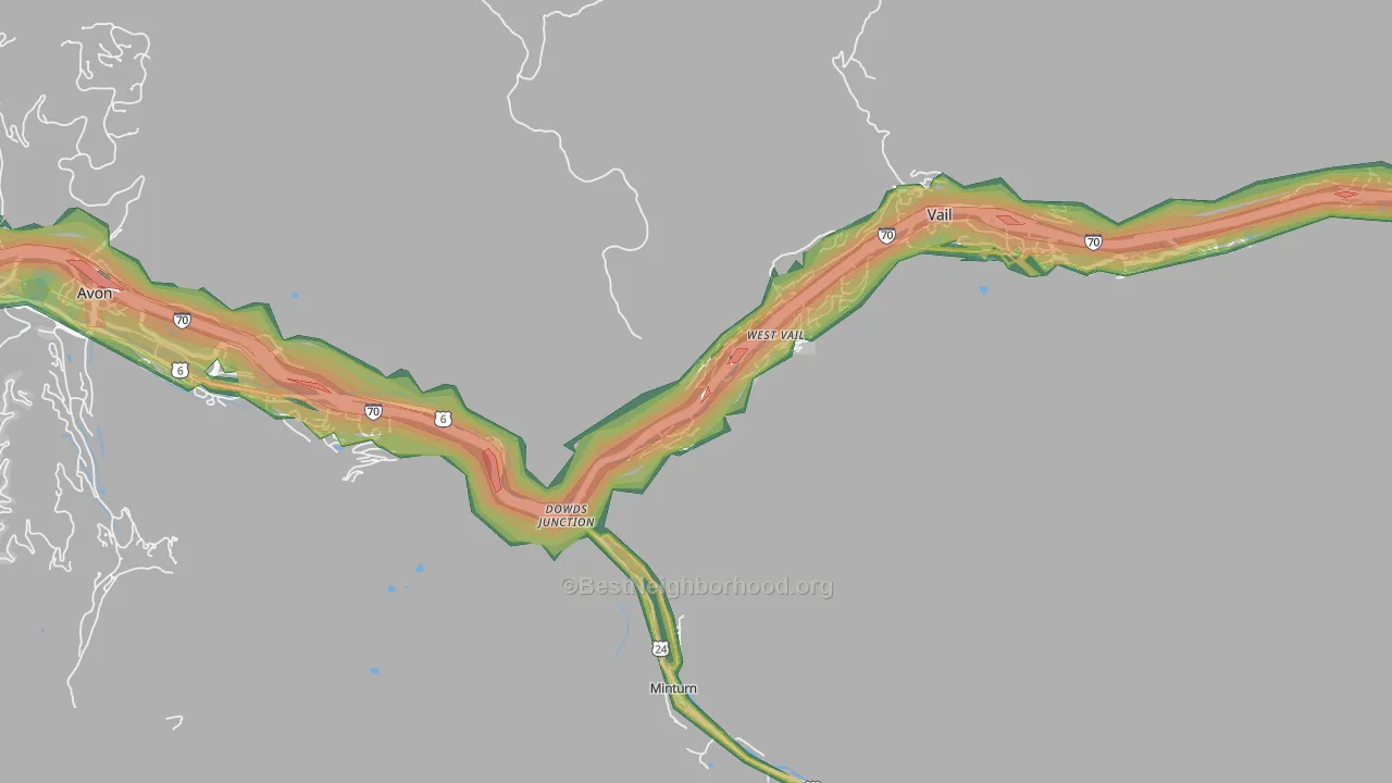 West Vail, CO Map of Noise Levels in West Vail