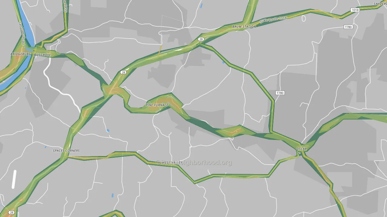 West Valley, PA Map of Noise Levels in West Valley