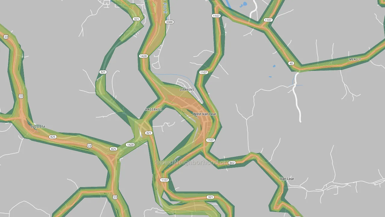 West Van Lear, KY Map of Noise Levels in West Van Lear