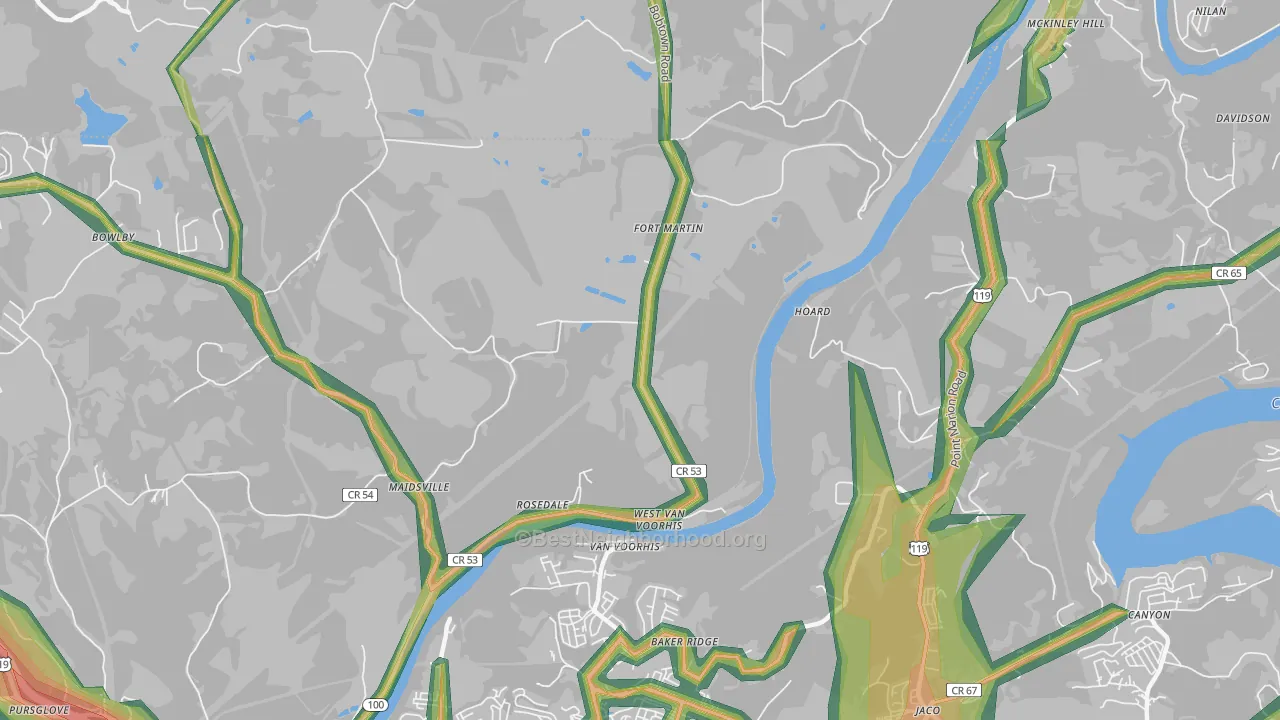 West Van Voorhis, WV Map of Noise Levels in West Van Voorhis