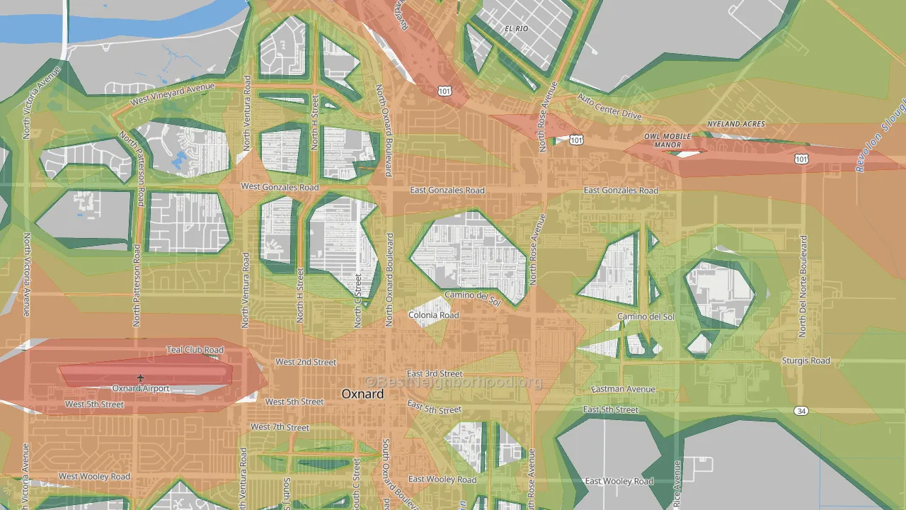 West Village, Oxnard, CA Map of Noise Levels in West Village