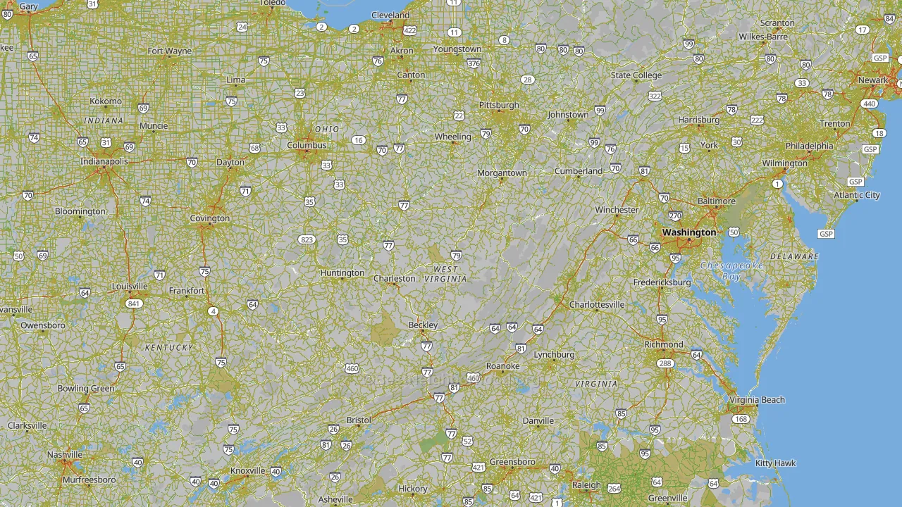 West Virginia Map of Noise Levels in West Virginia