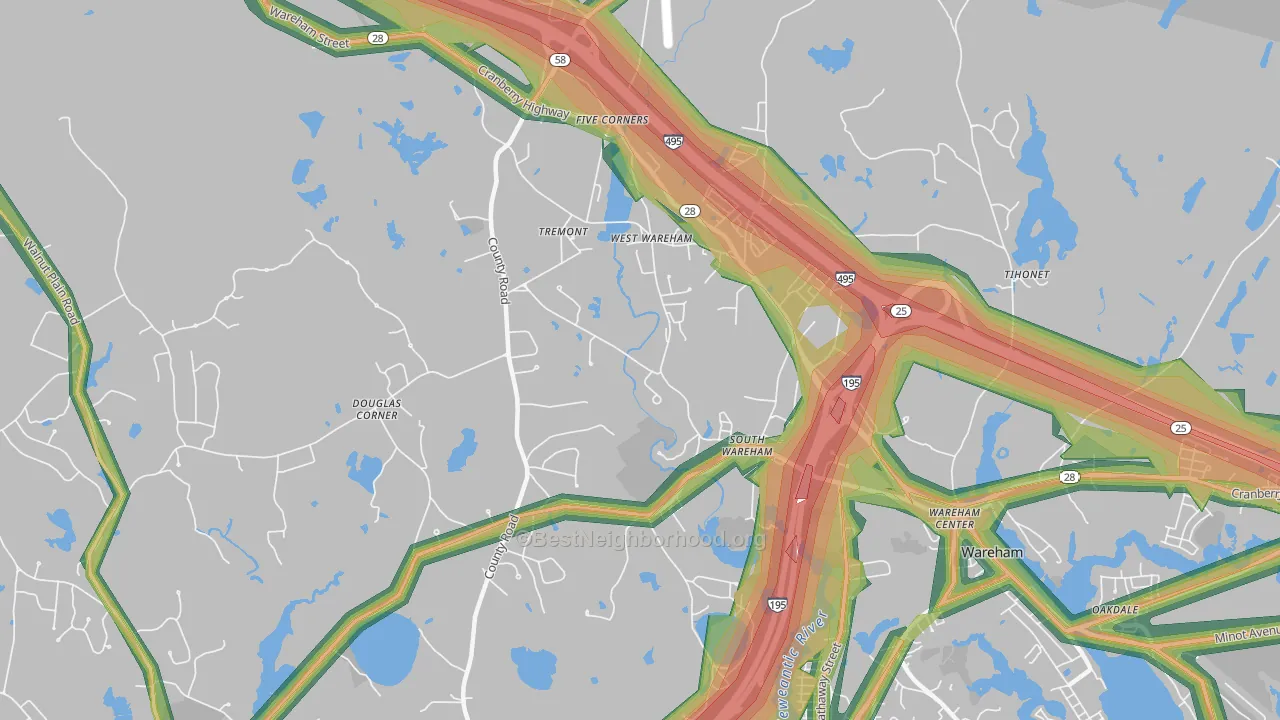 West Wareham, MA Map of Noise Levels in West Wareham
