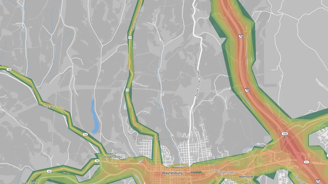 West Waynesburg, PA Map of Noise Levels in West Waynesburg
