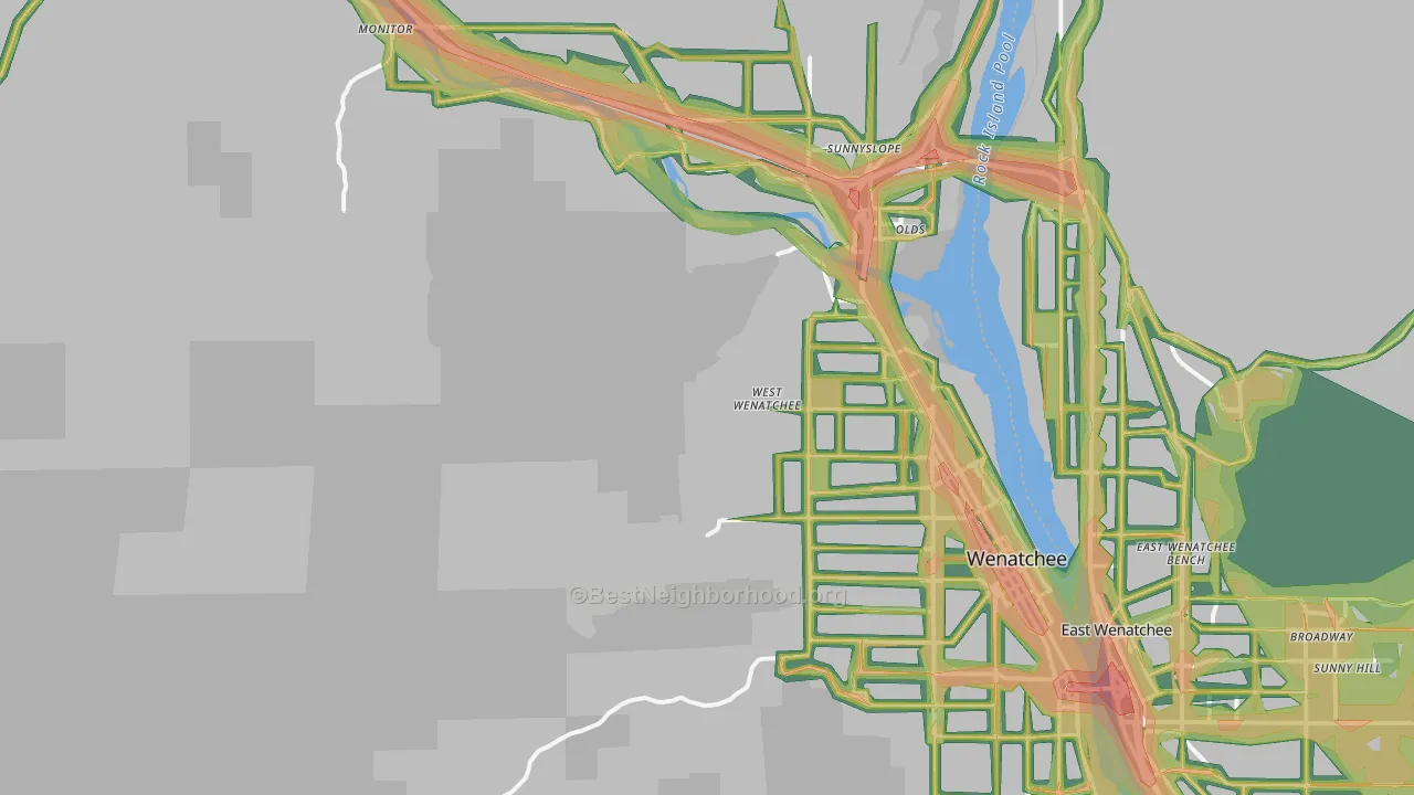 West Wenatchee, WA Map of Noise Levels in West Wenatchee