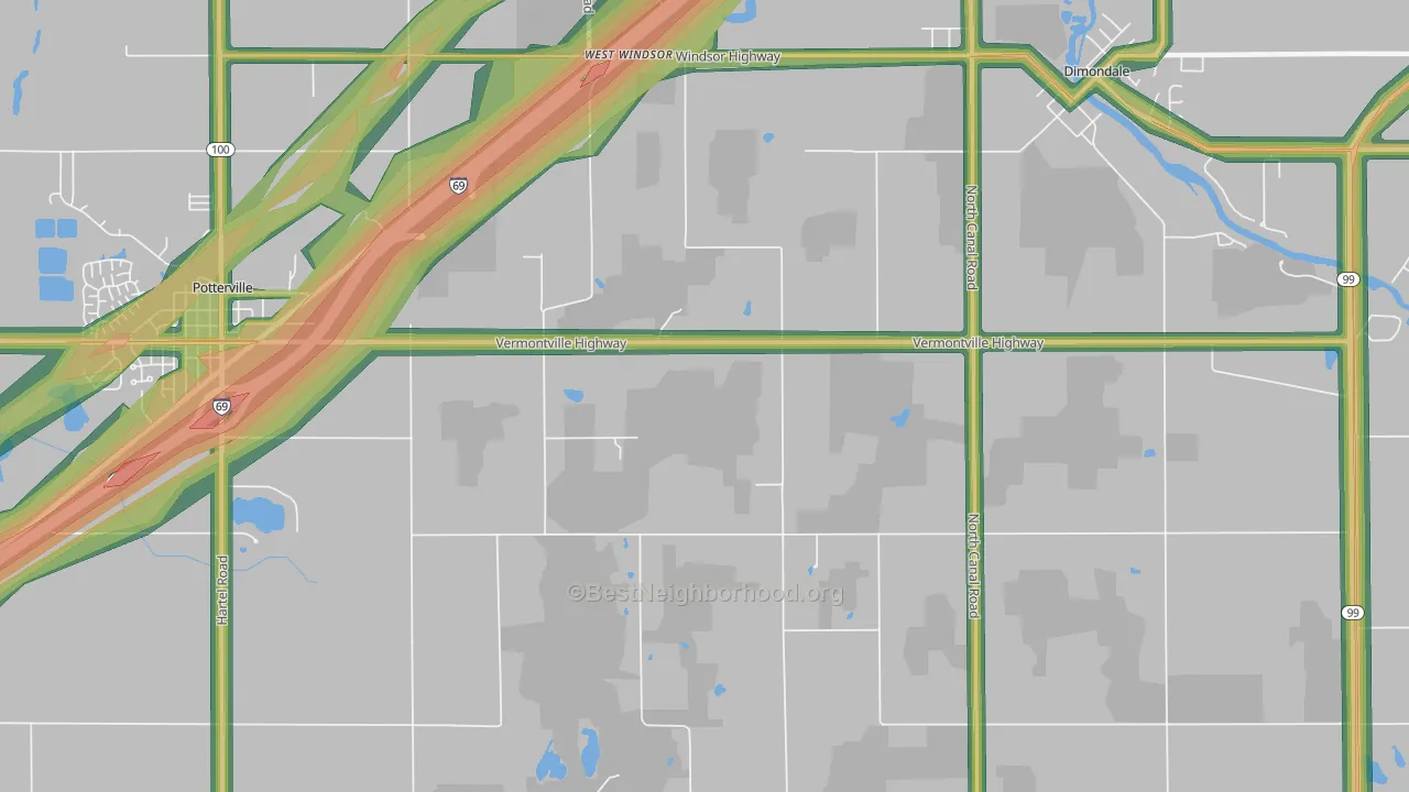 West Windsor, MI Map of Noise Levels in West Windsor