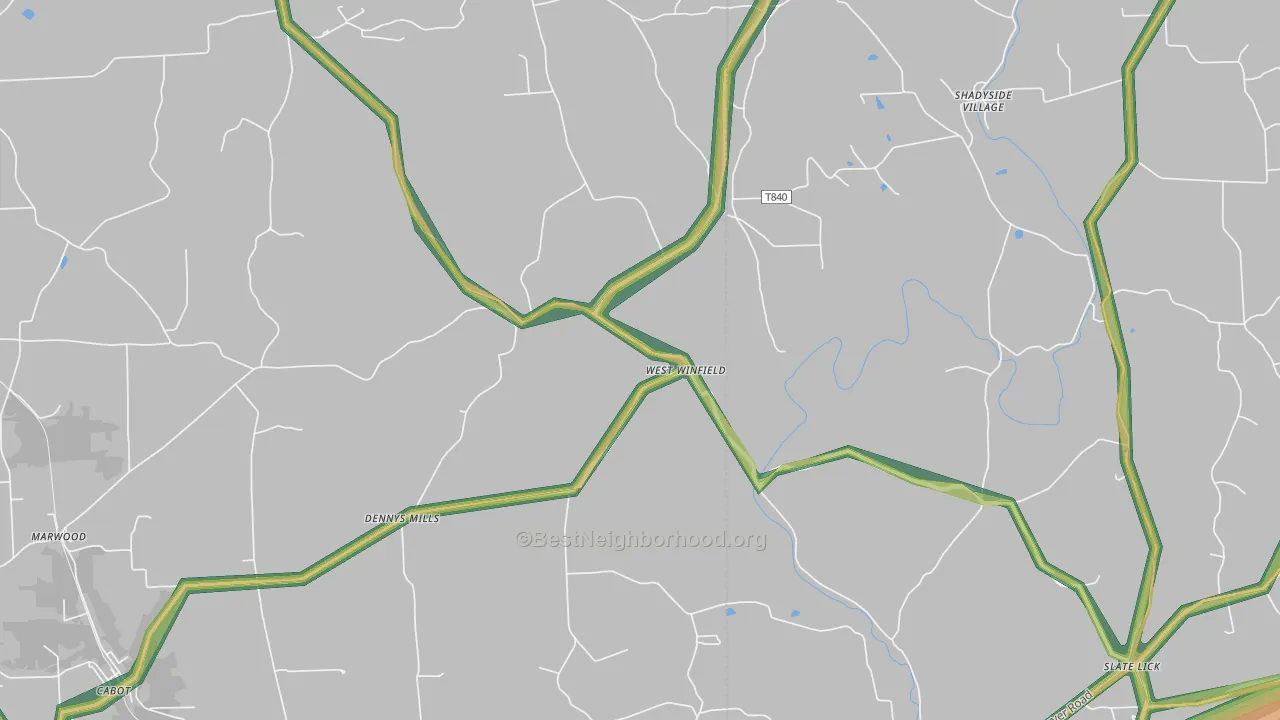 West Winfield, PA Map of Noise Levels in West Winfield