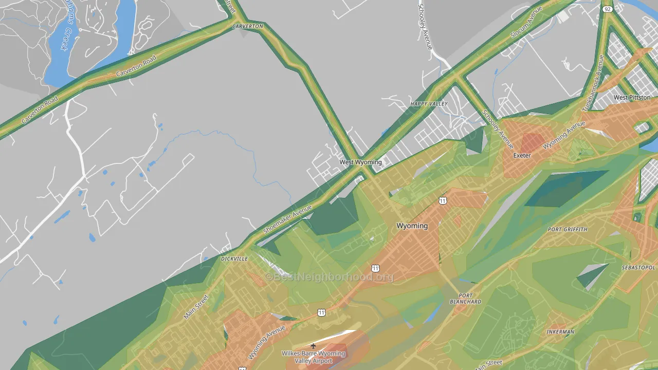 West Wyoming, PA Map of Noise Levels in West Wyoming