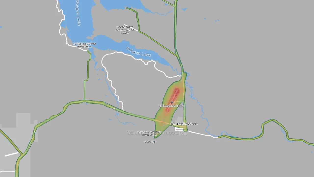 West Yellowstone, MT Map of Noise Levels in West Yellowstone