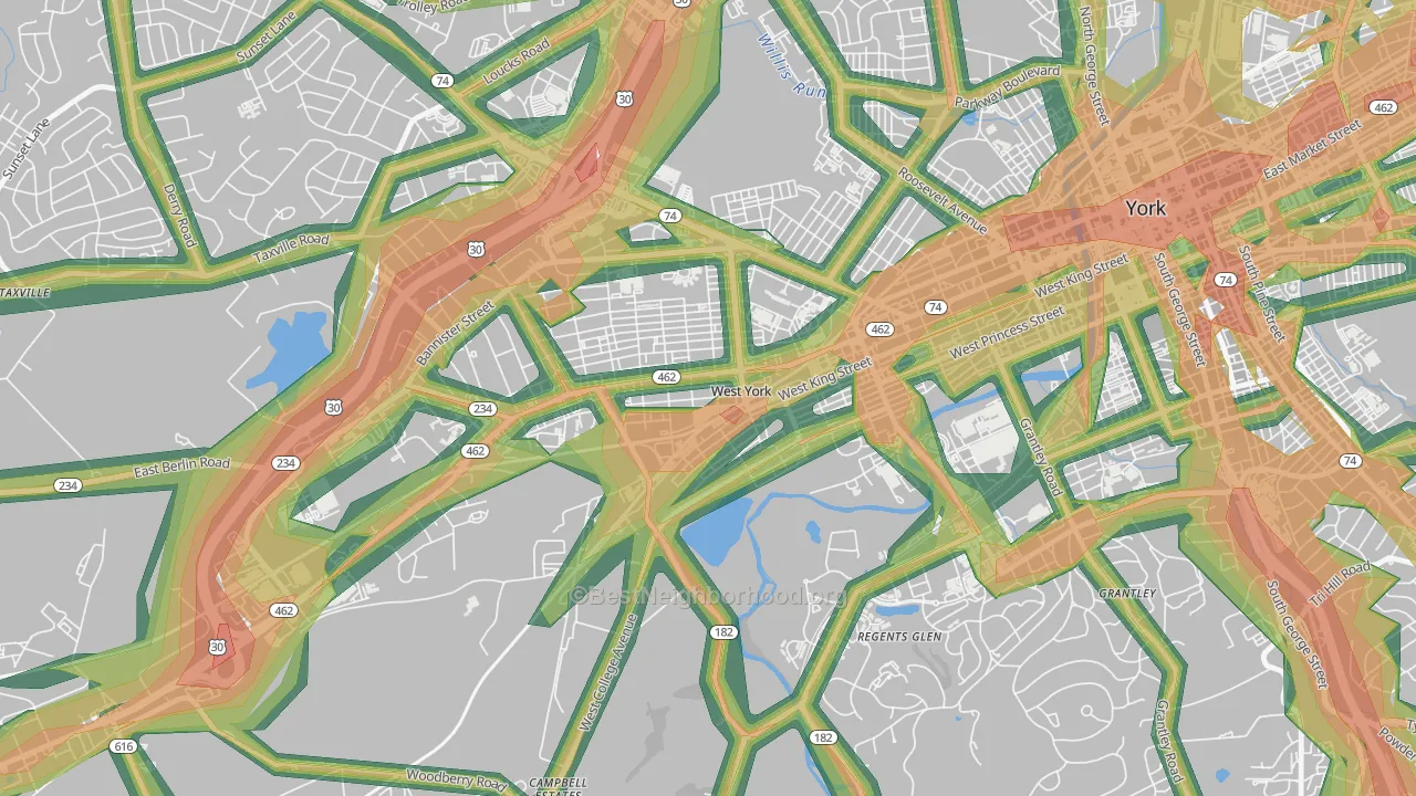 West York, PA Map of Noise Levels in West York