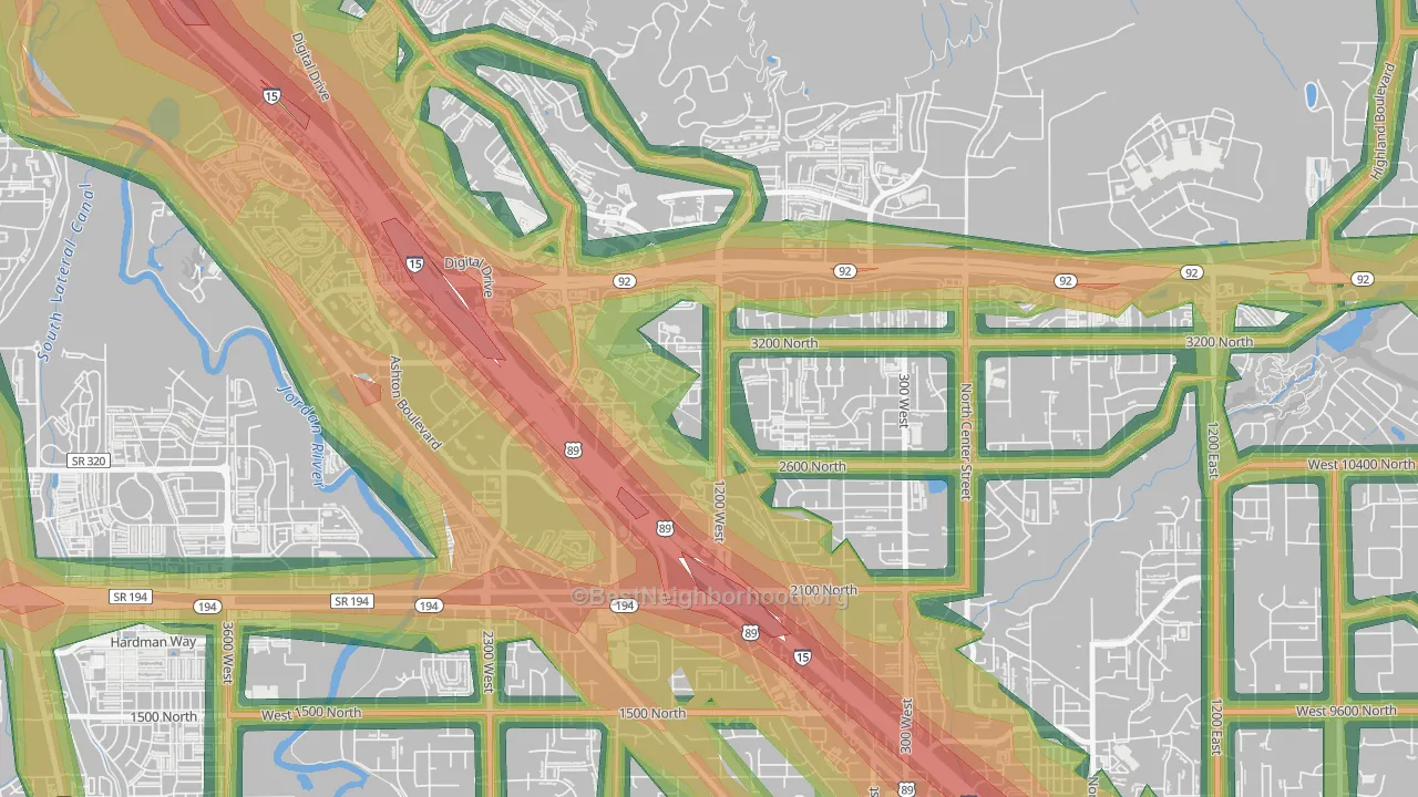 Westbury, Lehi, UT Map of Noise Levels in Westbury