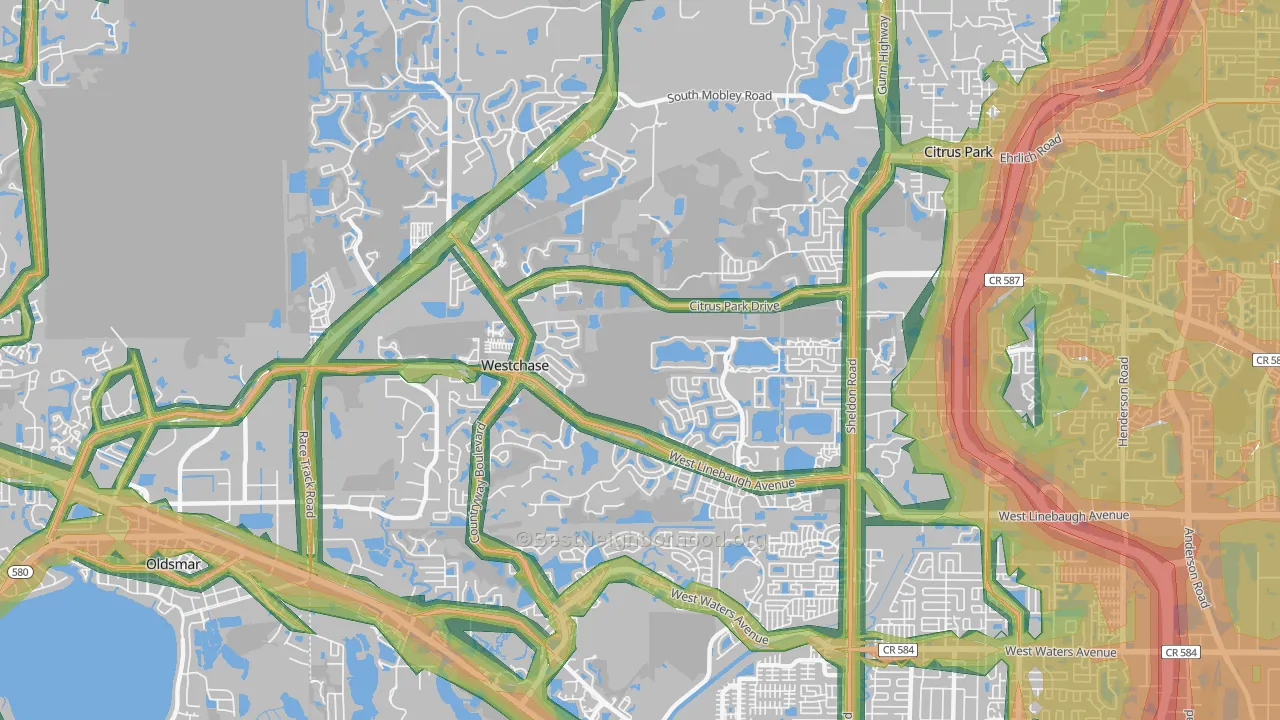 Westchase, FL Map of Noise Levels in Westchase