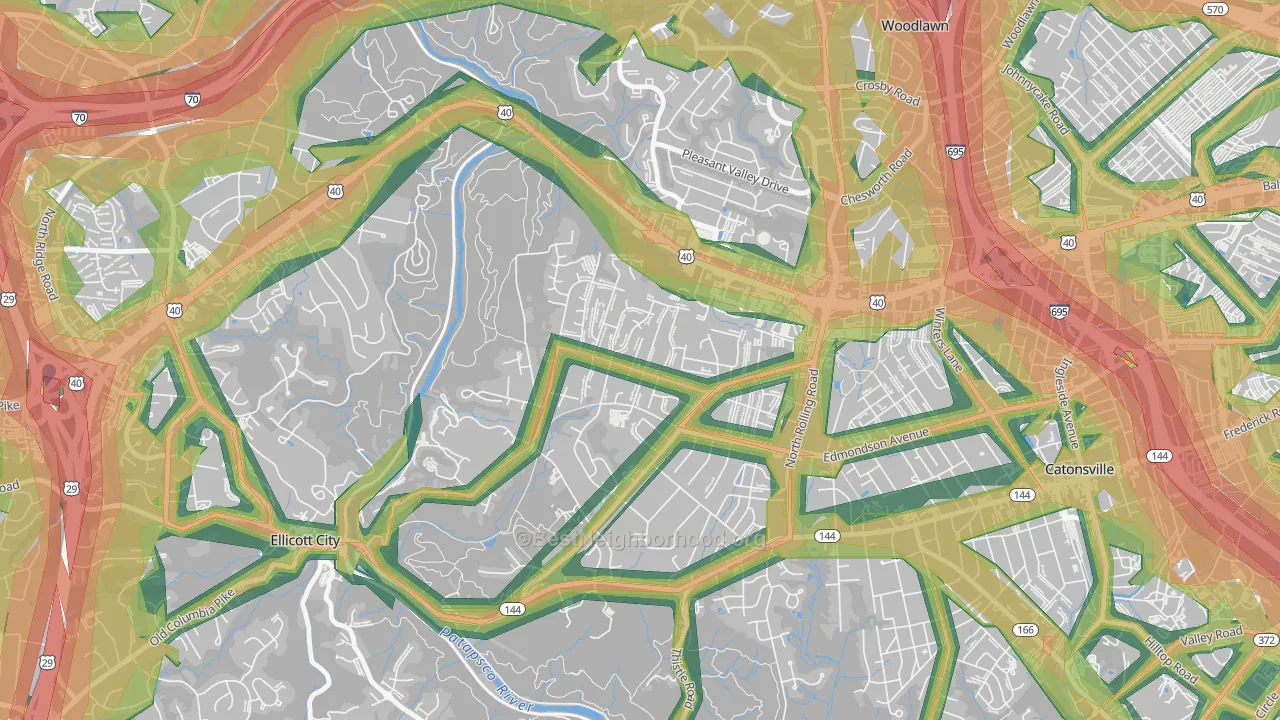 Westchester, Catonsville, MD Map of Noise Levels in Westchester