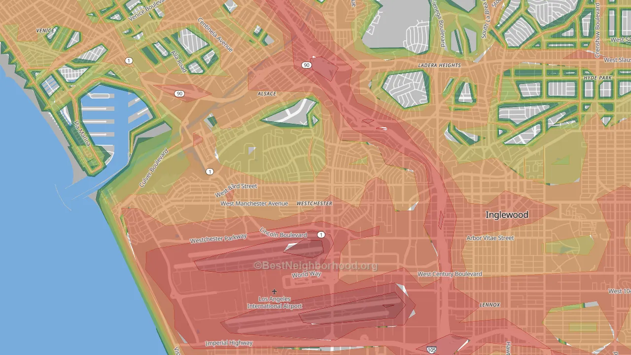 Westchester, Los Angeles, CA Map of Noise Levels in Westchester