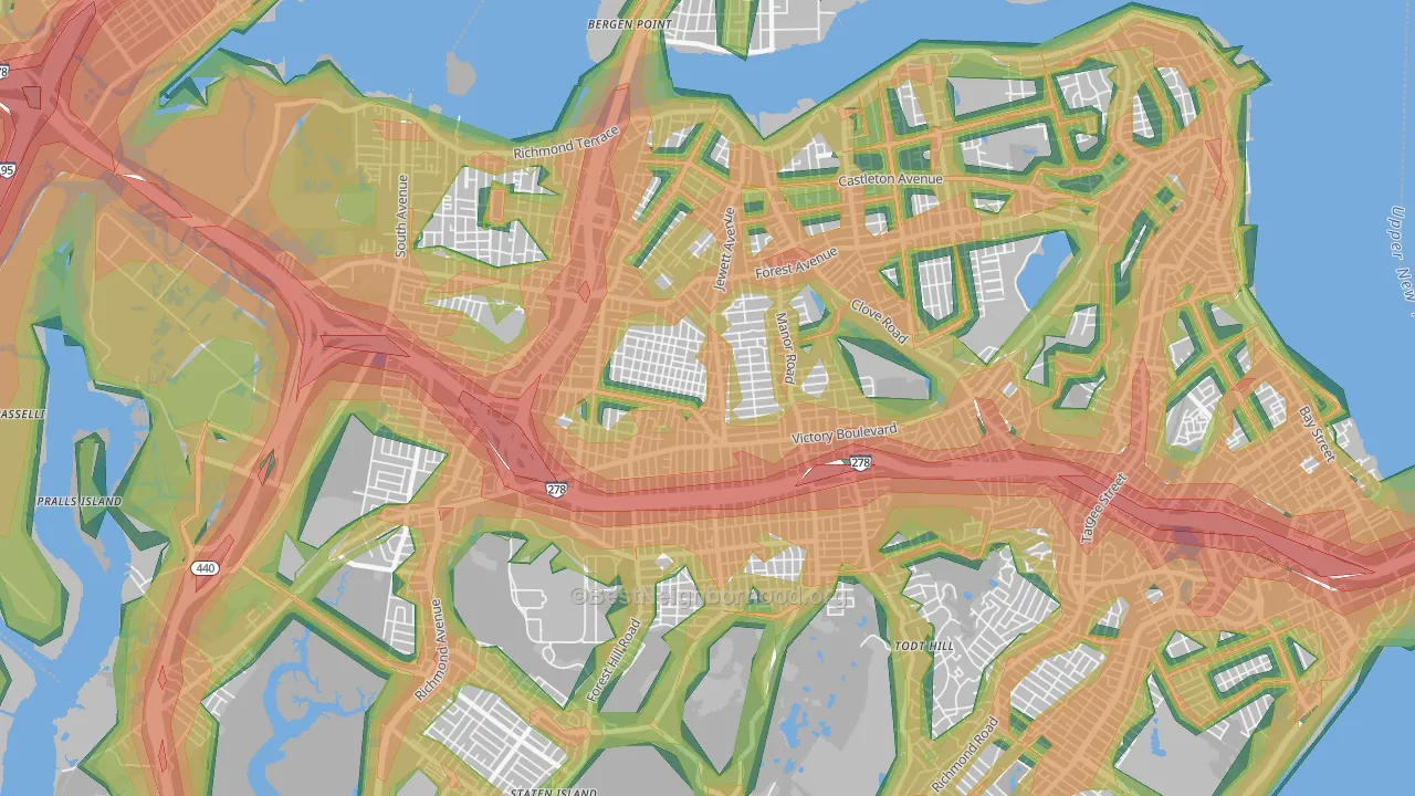Westerleigh-Castleton, Staten Island, NY Map of Noise Levels in Westerleigh-Castleton