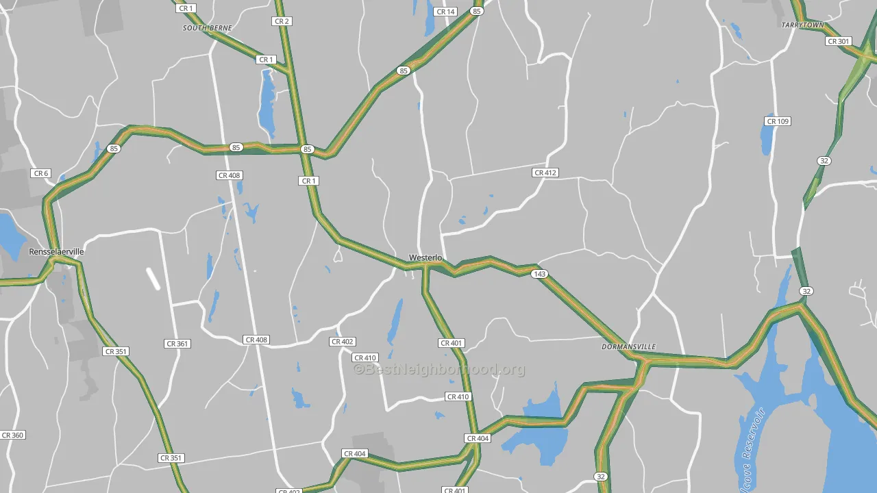 Westerlo, NY Map of Noise Levels in Westerlo