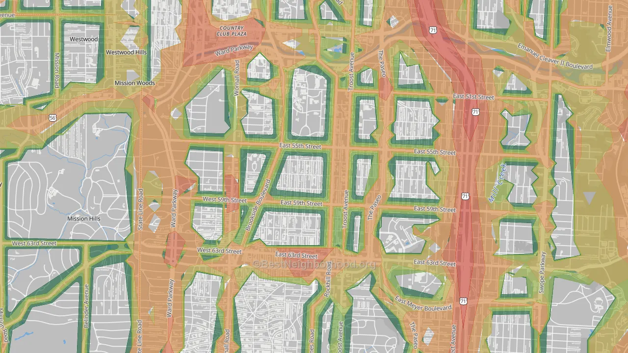 Western 49-63, Kansas City, MO Map of Noise Levels in Western 49-63