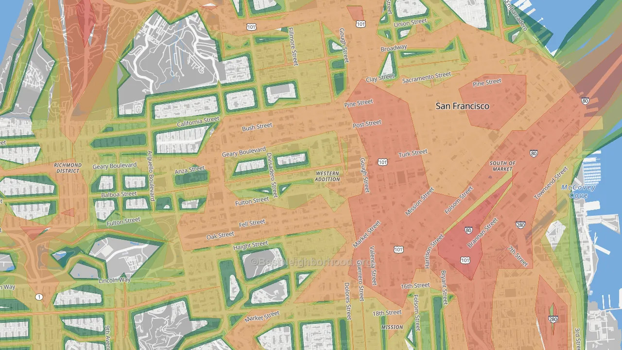 Western Addition, San Francisco, CA Map of Noise Levels in Western Addition