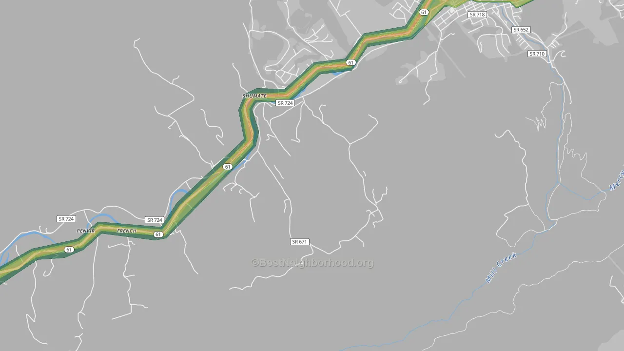 Western, VA Map of Noise Levels in Western