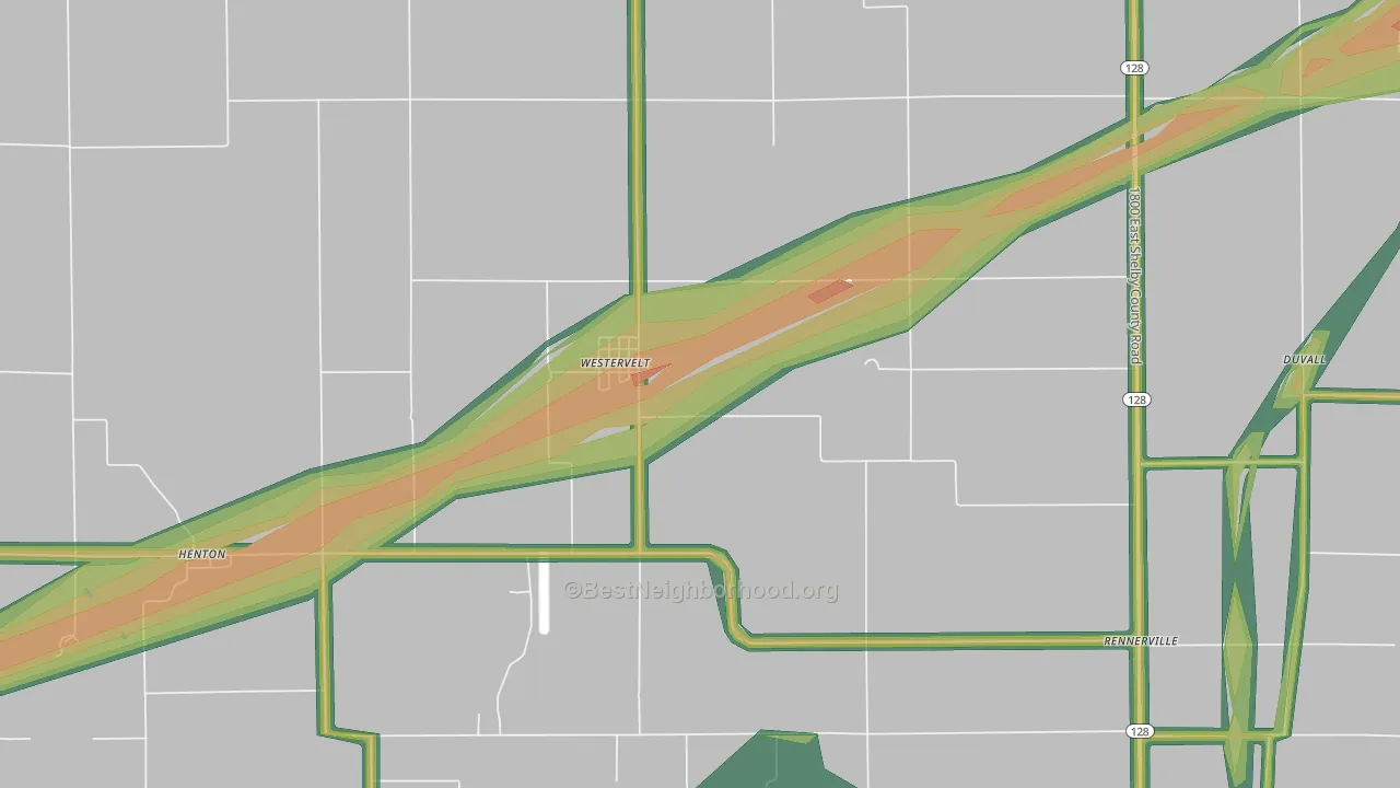 Westervelt, IL Map of Noise Levels in Westervelt