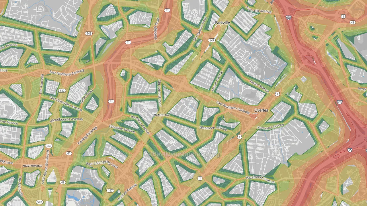 Westfield, Baltimore, MD Map of Noise Levels in Westfield