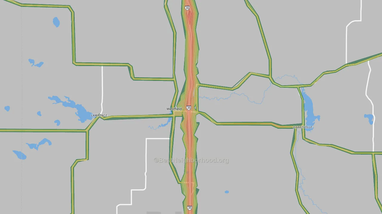 Westfield, WI Map of Noise Levels in Westfield