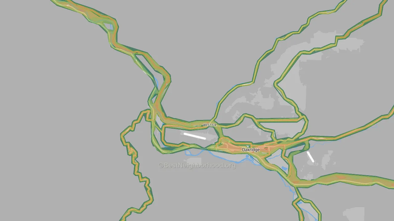 Westfir, OR Map of Noise Levels in Westfir