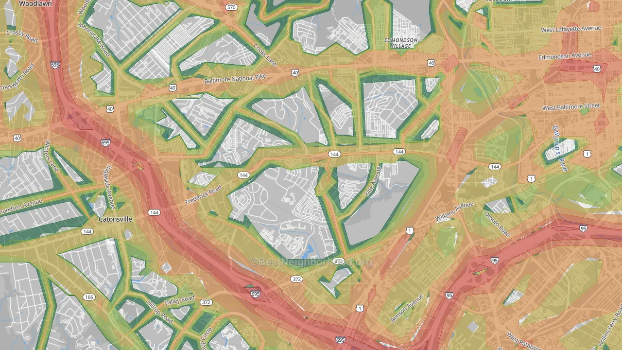 Westgate, Baltimore, MD Map of Noise Levels in Westgate