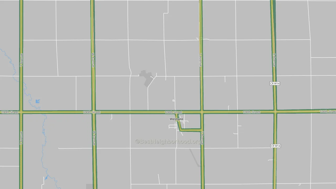 Westgate, IA Map of Noise Levels in Westgate