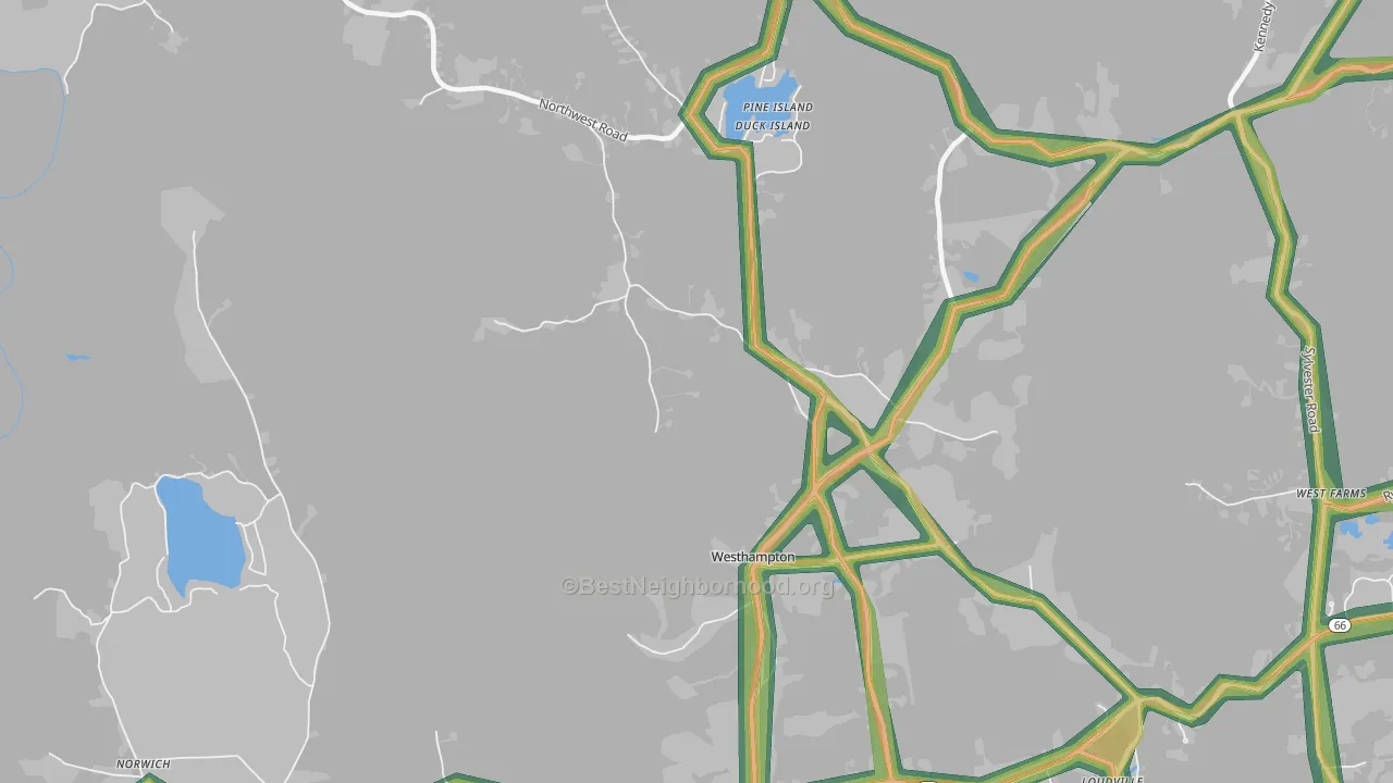 Westhampton, MA Map of Noise Levels in Westhampton