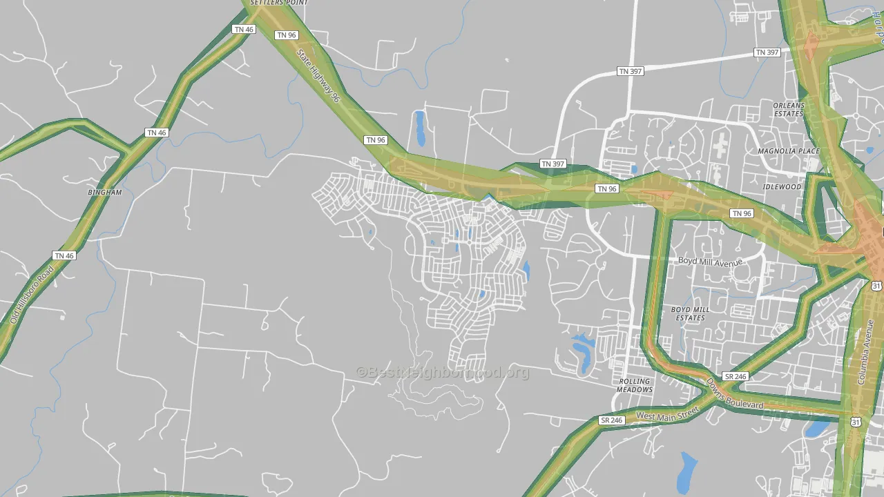 Westhaven, Franklin, TN Map of Noise Levels in Westhaven