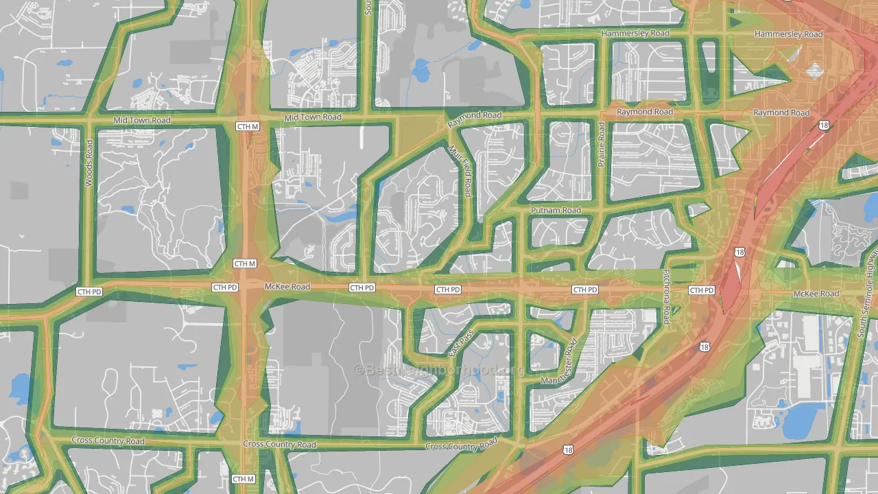 Westhaven Trails, Madison, WI Map of Noise Levels in Westhaven Trails