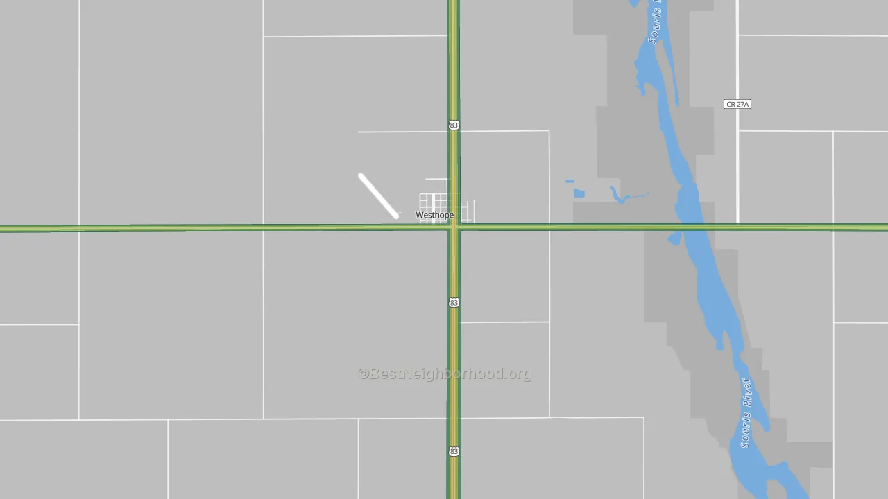 Westhope, ND Map of Noise Levels in Westhope